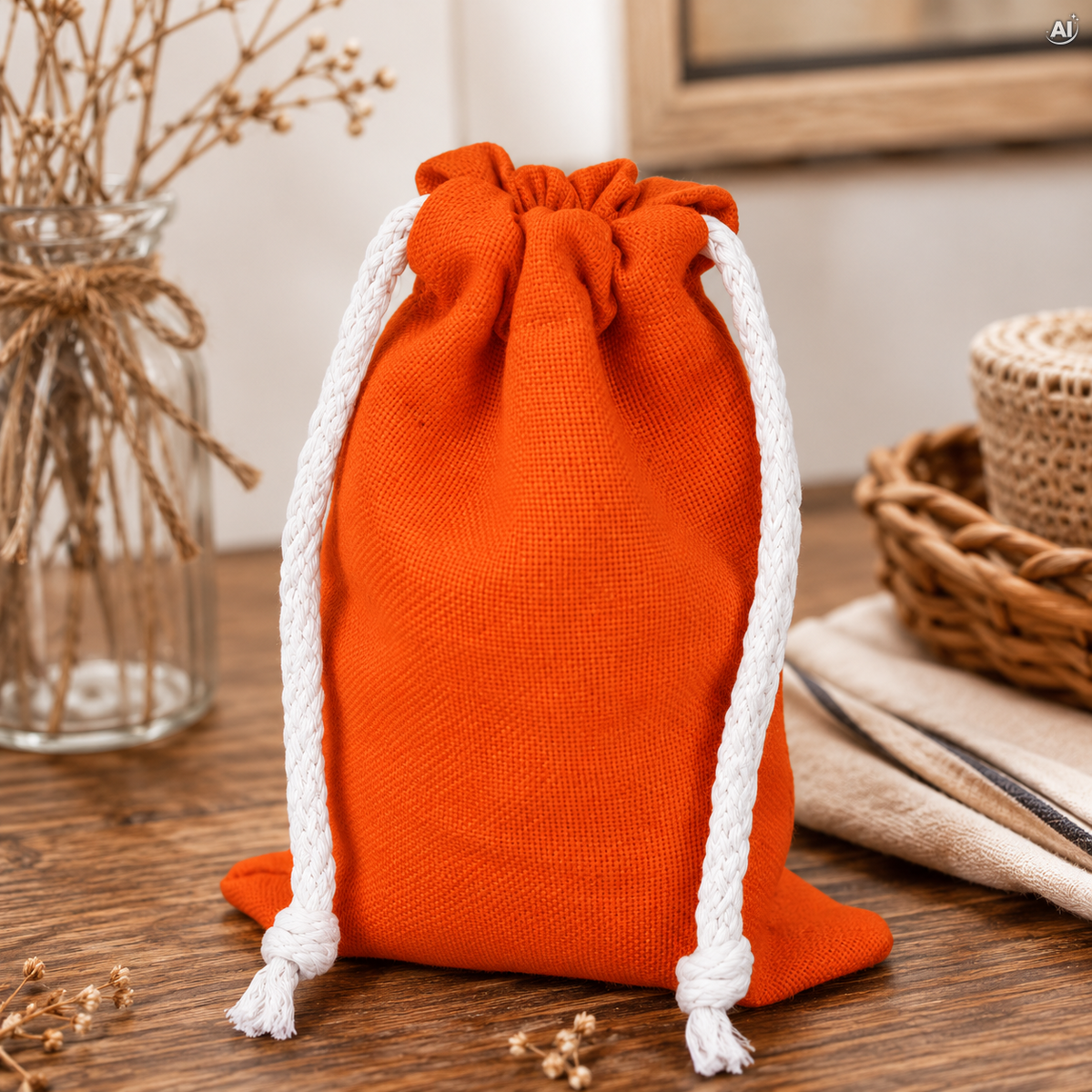 Baumwollbeutel mit Kordelzug 10 x 15 cm, 145 g/m², orange