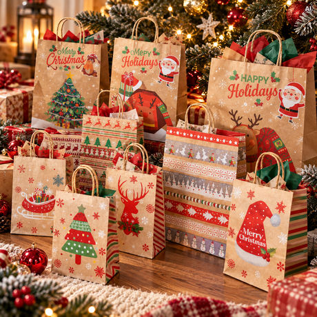 Set Weihnachts-Papiertragetaschen, 13 Stück, Merry Christmas
