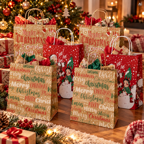 Set Weihnachts-Papiertragetaschen, 6 Stück