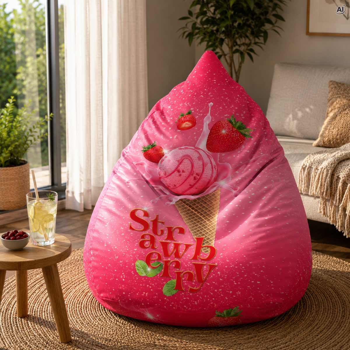 Pouf - Sac XXL de 300 litres - FRAISE