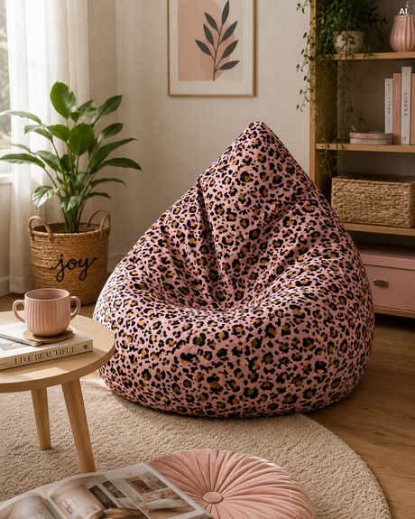 Bean Bag Sitzkissen Leopard Rosa