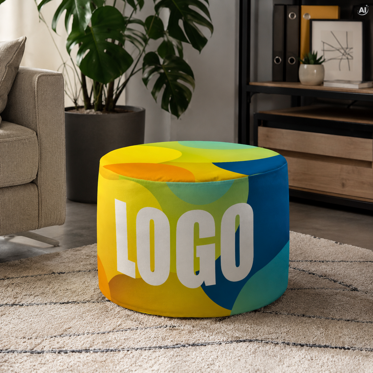 Pyöreä puff jakkara DEIN LOGO