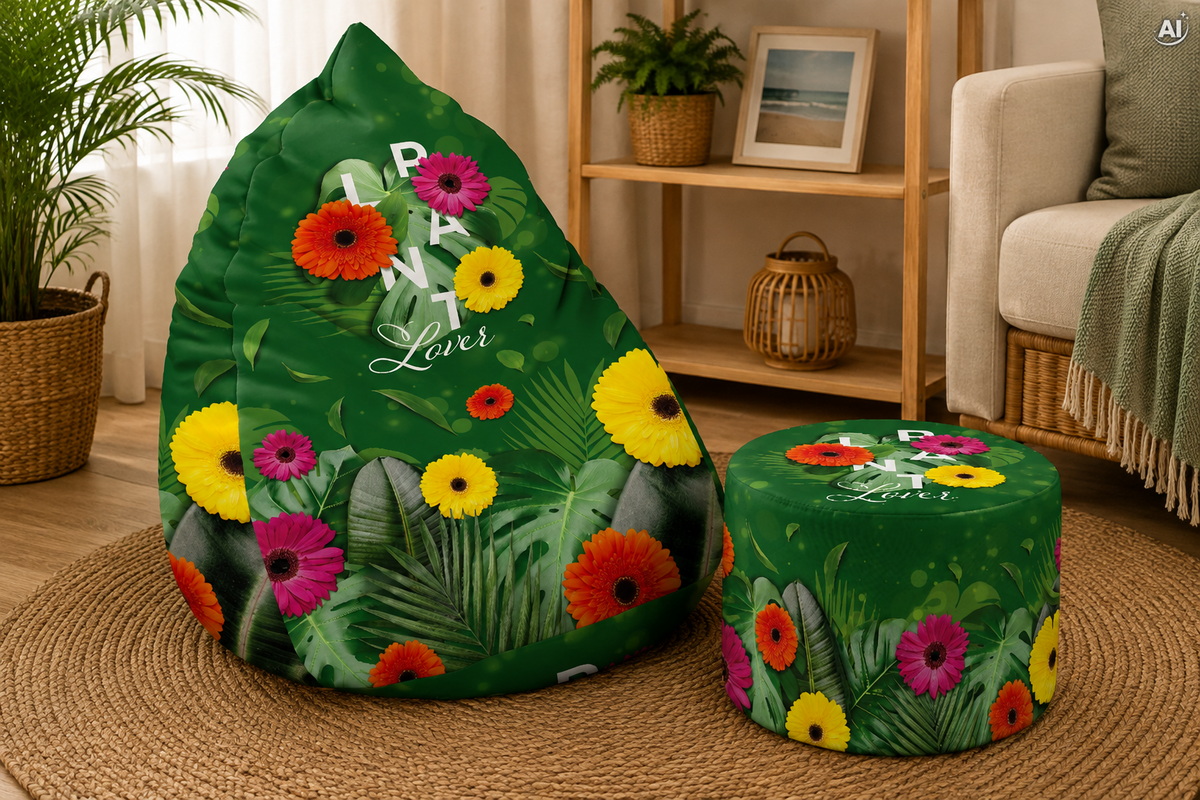 SET Sitzsack Bean bag + Fußhocker Plant Lover