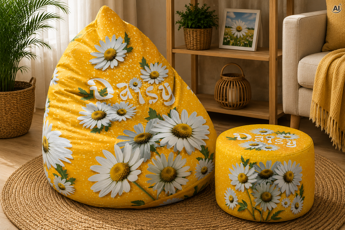SET Sitzsack Bean bag + Fußhocker Daisy