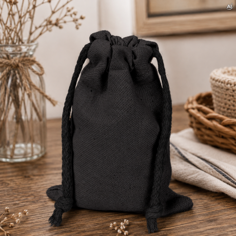Baumwollbeutel mit Kordelzug 17 x 35 cm, 220 g/m², schwarz