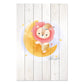 Wanddeko Holz - Cute Lion Sitting Moon