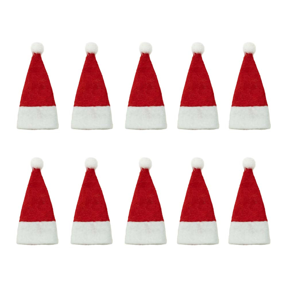 Dekorative Weihnachtsmützen des Heiligen Nikolaus 3,5x8cm 10 Stück