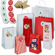Weihnachtsgeschenktüten Set rot und weiß 8-tlg.