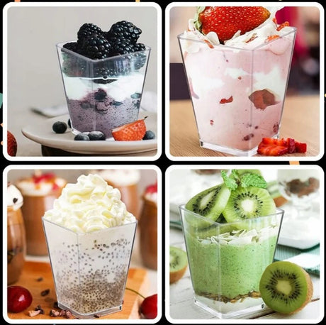 Dessertbecher 58 ml, 50 Stück + Löffel, 50 Stück