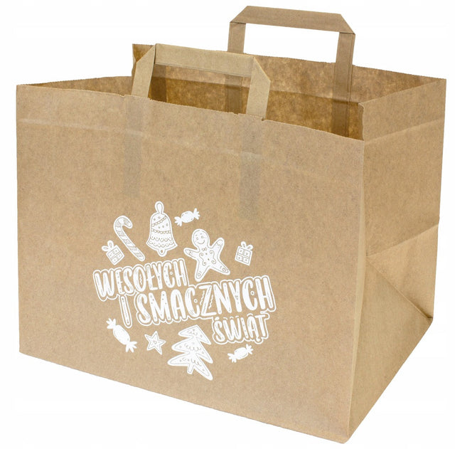 Papiertüte mit Flachhenkel 320x220x245 Braun 5St