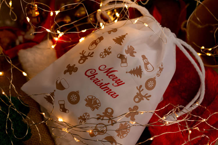 Weihnachts-Polyestertasche 16x21cm FROHE WEIHNACHTEN