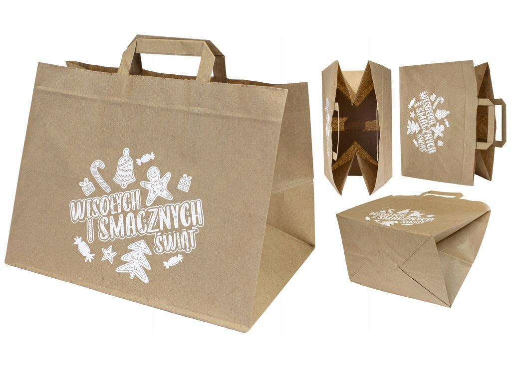 Papiertüte mit Flachhenkel 320x220x245 Braun 5St