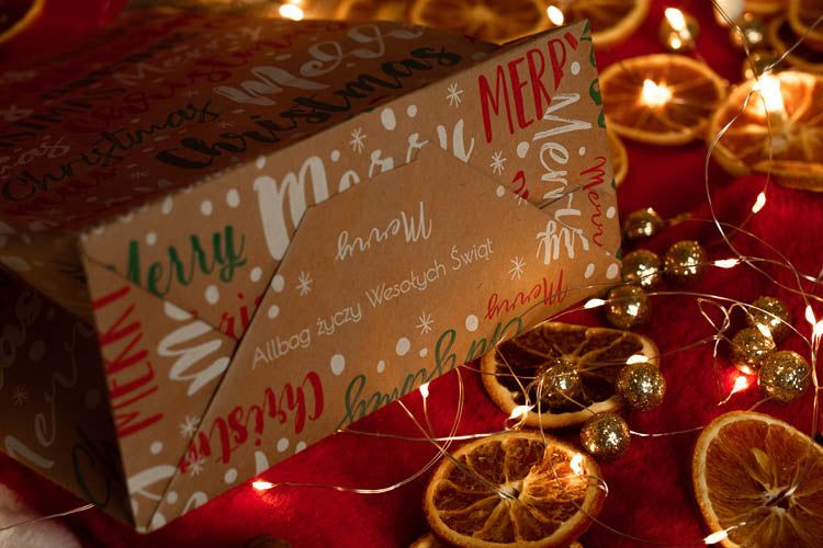 Weihnachtspapiertüte 180x80x220mm Frohe Weihnachten