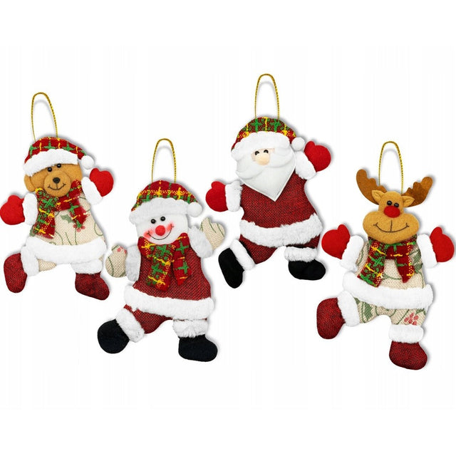 Weihnachtsbaumanhänger Teddybär, Rentier, Weihnachtsmann, Schneemann 4 Stk.