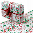 Weihnachtsgeschenkpapier weiß 70cm×5m "Frohe Weihnachten" Muster