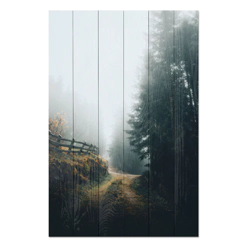 Wanddeko Holz - Foggy Landscape