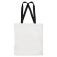 Baumwolltasche weiß mit schwarzen Gurtband-Henkeln 38x42 cm