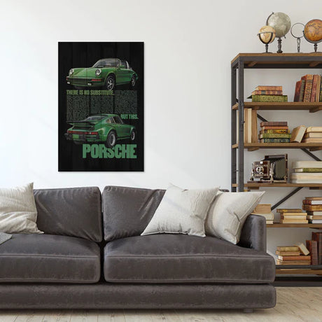 Wanddeko Holz - Green Porsche