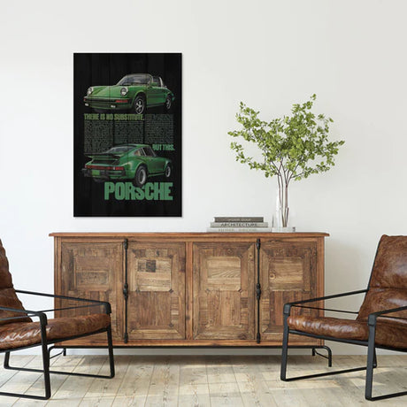 Wanddeko Holz - Green Porsche