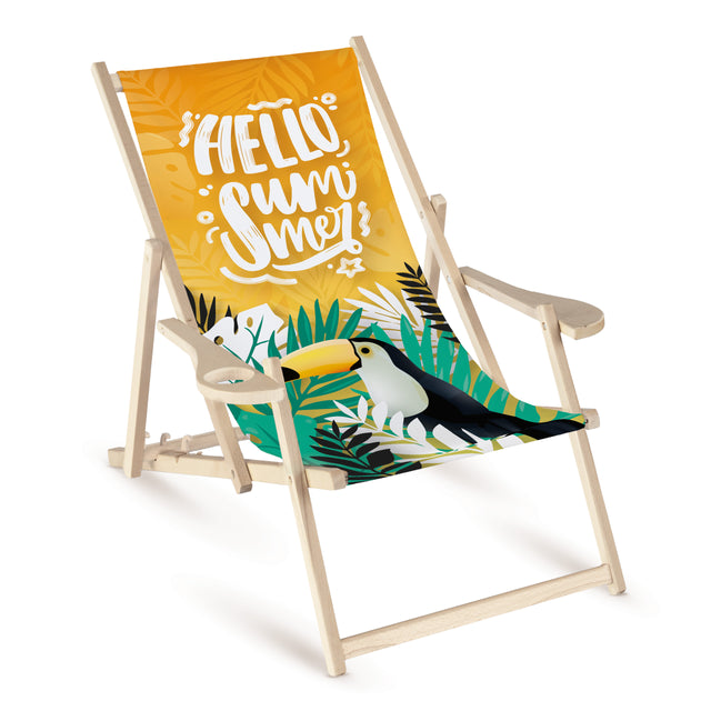 Holz-Liegestuhl mit Armlehne HELLO SUMMER
