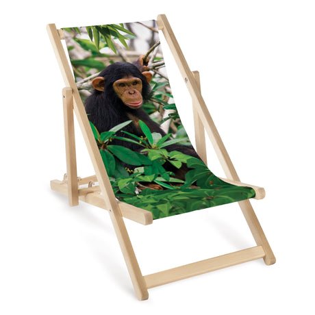 Kinderliegestuhl aus Holz Affe