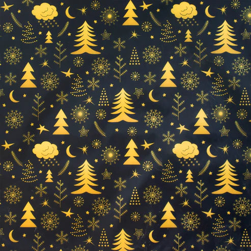 Weihnachtstischläufer aus Polyester GOLDENE WEIHNACHTSBÄUME 45x155cm