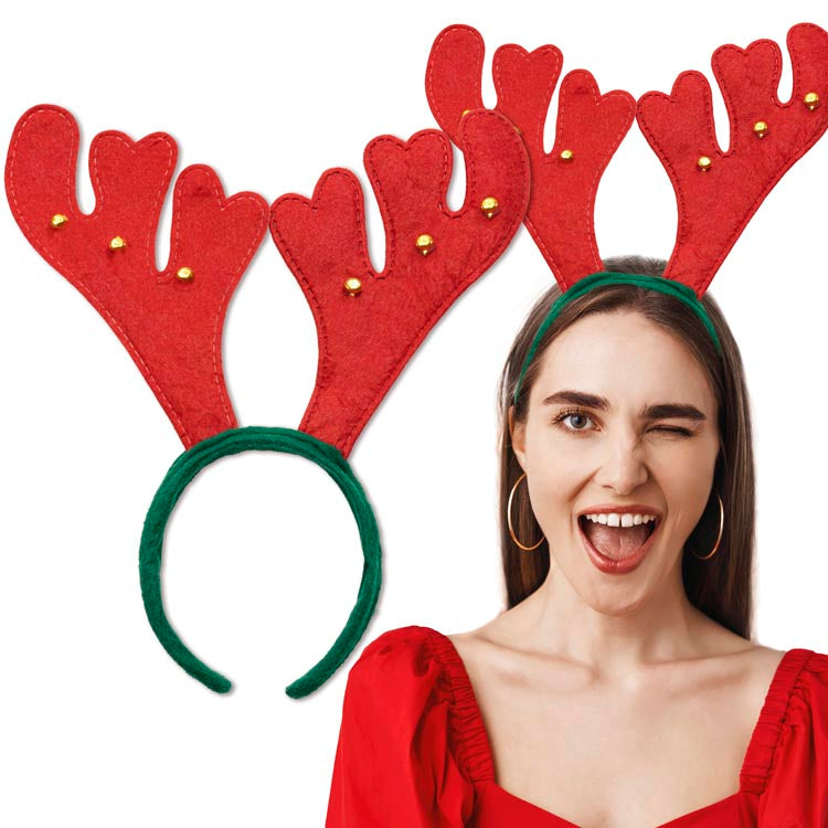 Weihnachtsstirnband mit Rentiergeweih und Glöckchen