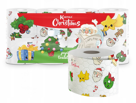 Weihnachts-Toilettenpapier 3-lagig, 8 Rollen, Weihnachtsmann-Kartika-Muster