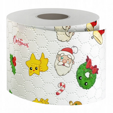 Weihnachts-Toilettenpapier 3-lagig, 8 Rollen, Weihnachtsmann-Kartika-Muster