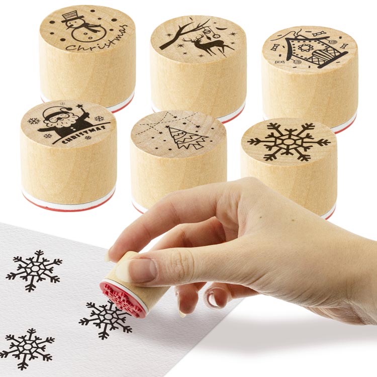 Stempel Holzstempel Weihnachtsmuster 6 Stk.