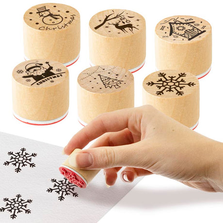 Stempel Holzstempel Weihnachtsmuster 6 Stk.