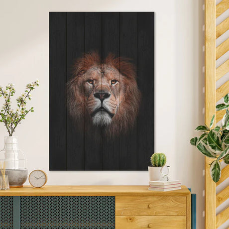 Wanddeko Holz - Portrait of a Lion