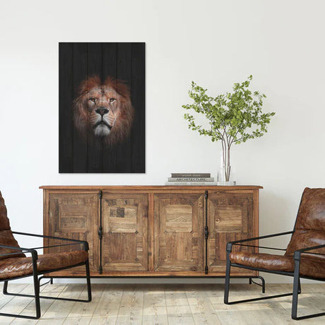 Wanddeko Holz - Portrait of a Lion