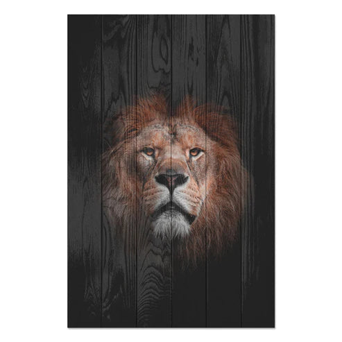 Wanddeko Holz - Portrait of a Lion