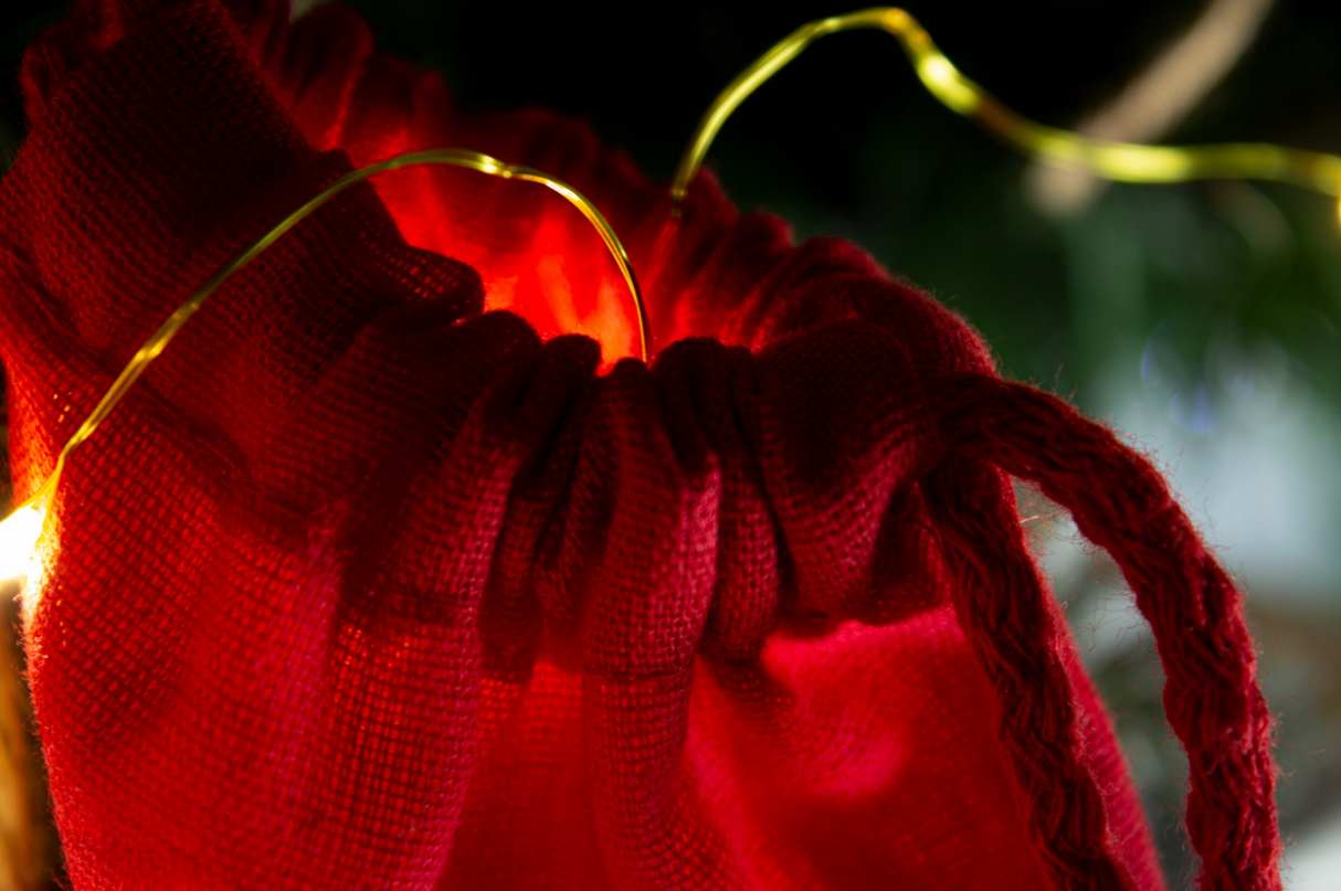 Weihnachts-Baumwollbeutel 15x20cm ROTES RENTIER 220g