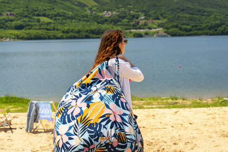 Bean Bag Sitzsack, 80 x 80 x 120 cm, Sitzkissen, mit Tragegriff Boden - Goldene Blätter