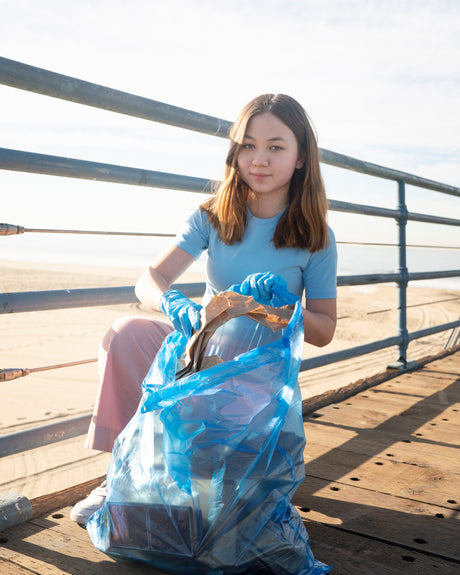 Blaue Recycelte Müllbeutel 60L