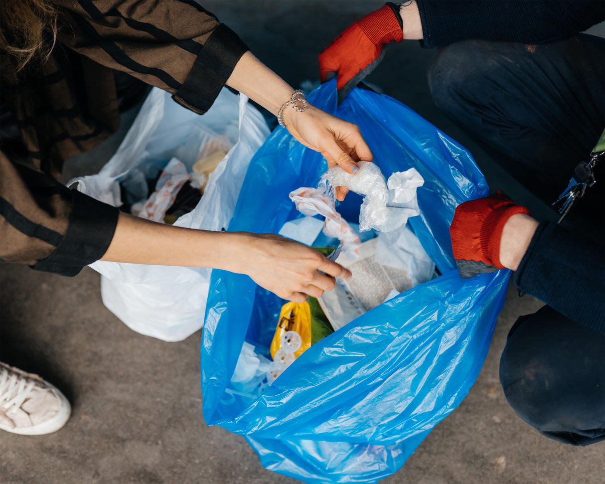 Blaue Recycelte Müllbeutel 60L