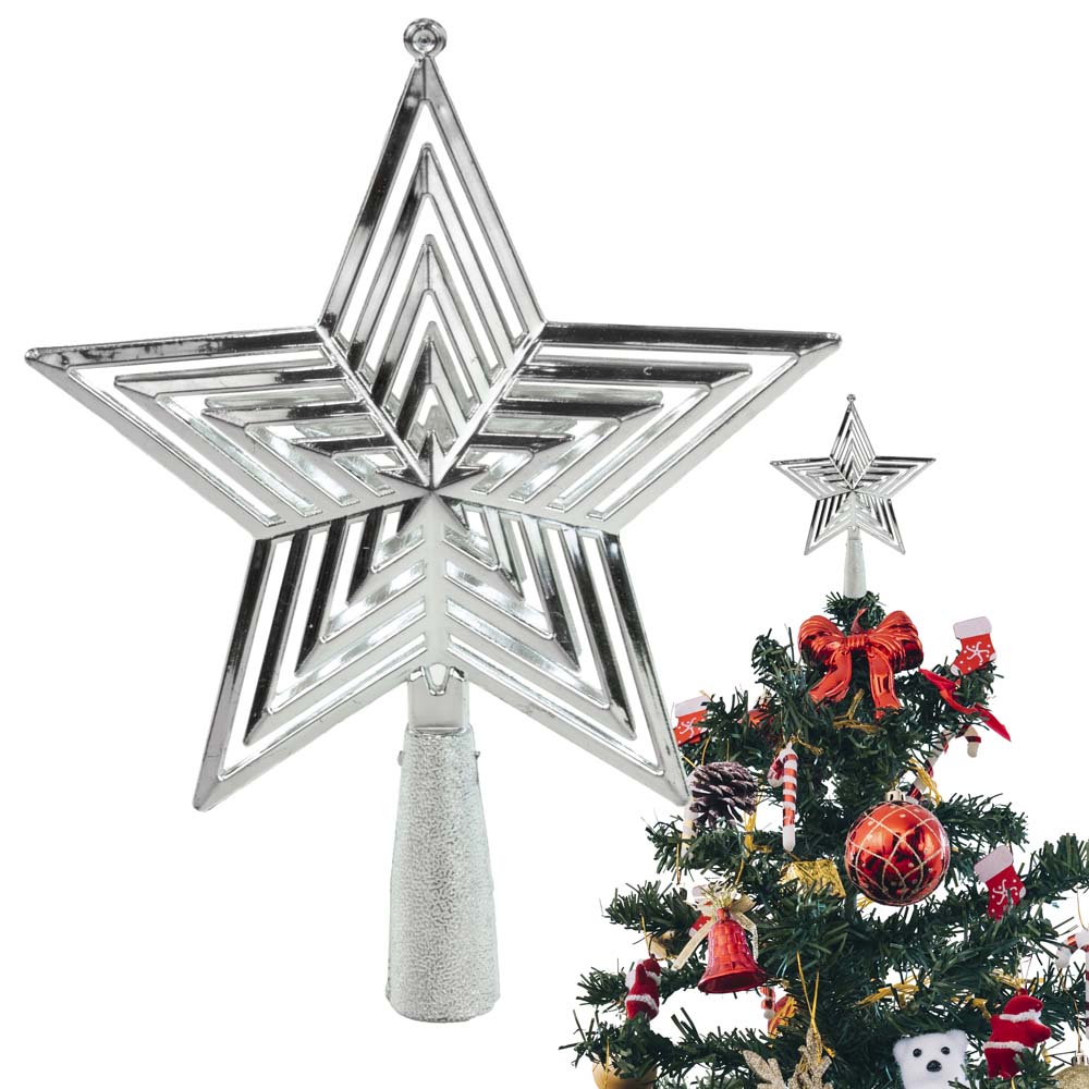 Silberner Weihnachtsbaumstern 18cm