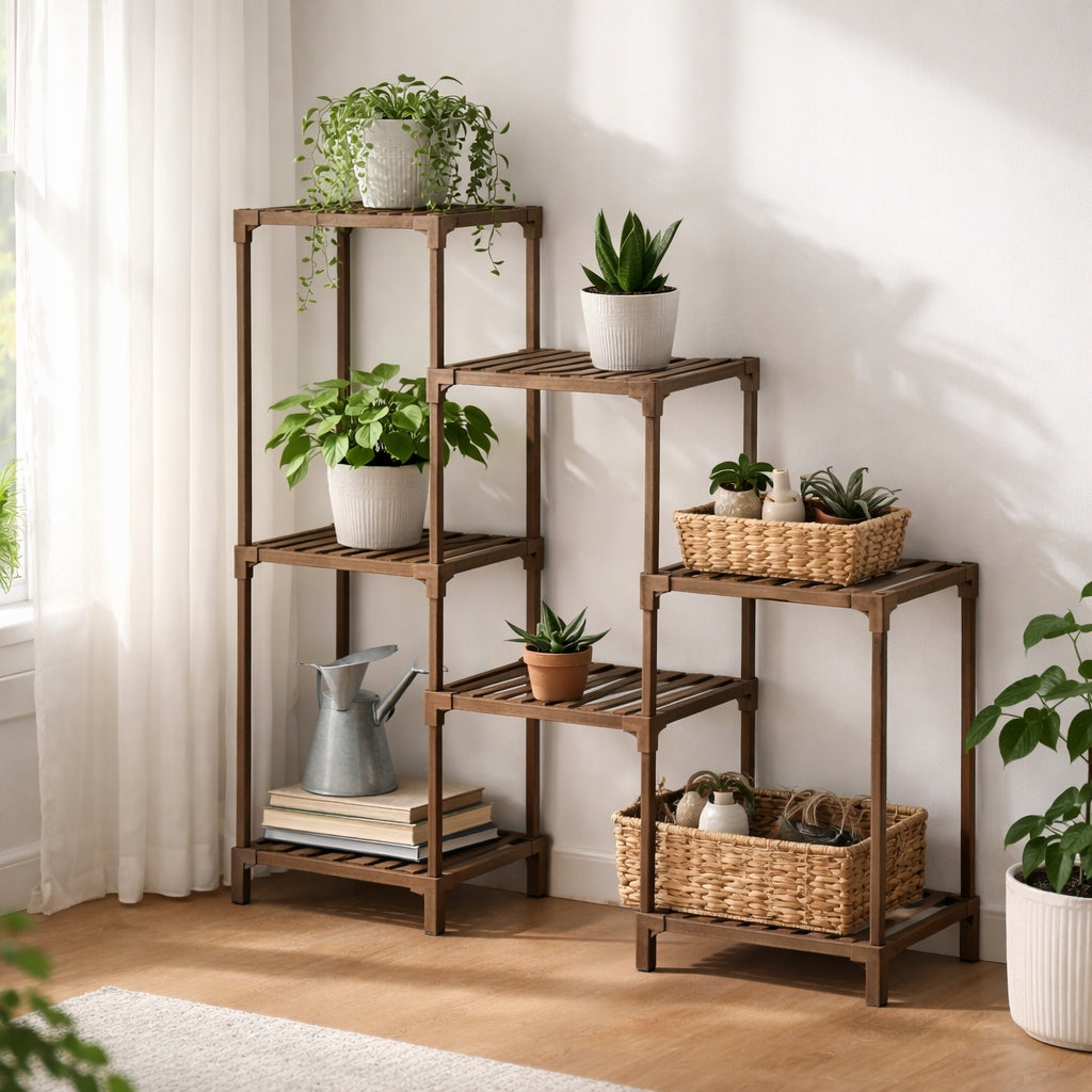 Mehrstufiges Pflanzenregal aus Holz Blumenständer