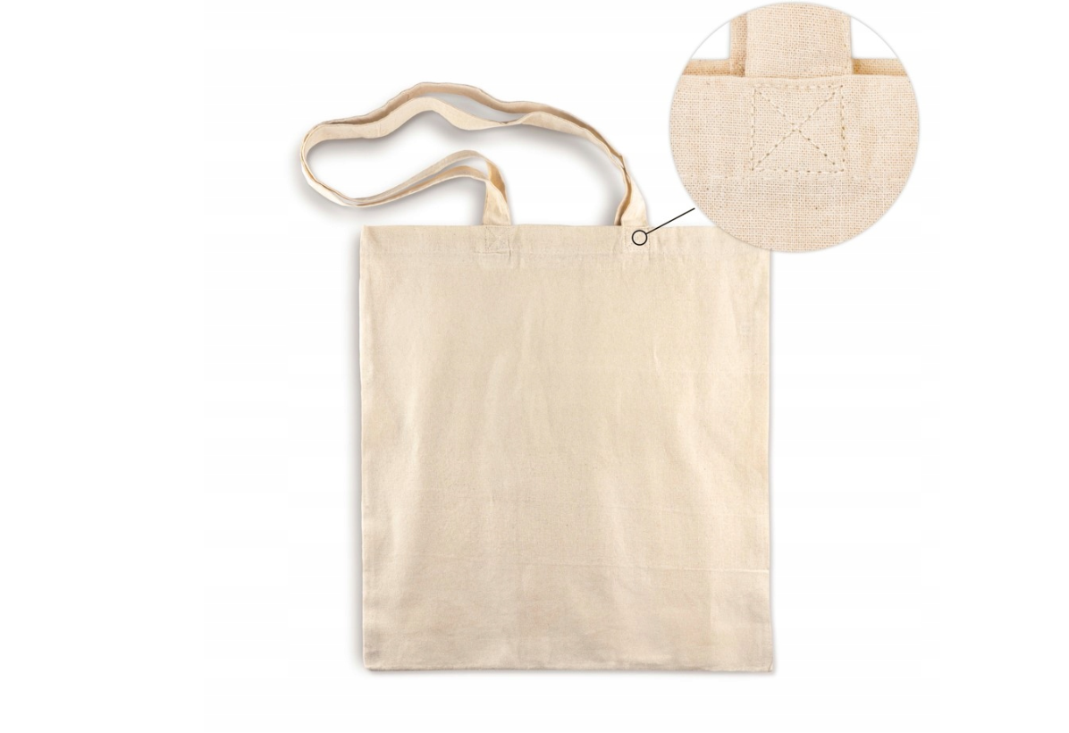 Baumwolltasche Ecru 380x420 mm 220 g langer Griff