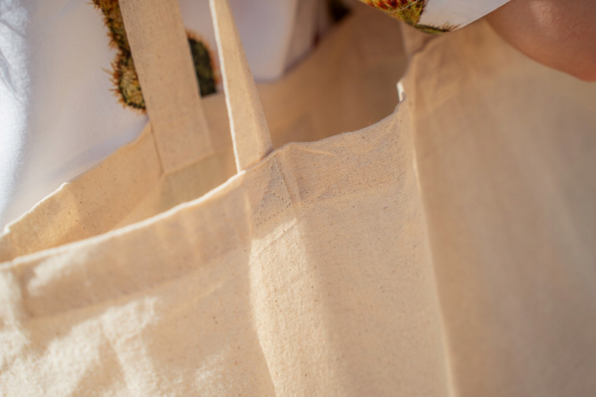 Baumwolltasche Ecru 380x420 mm 220 g langer Griff