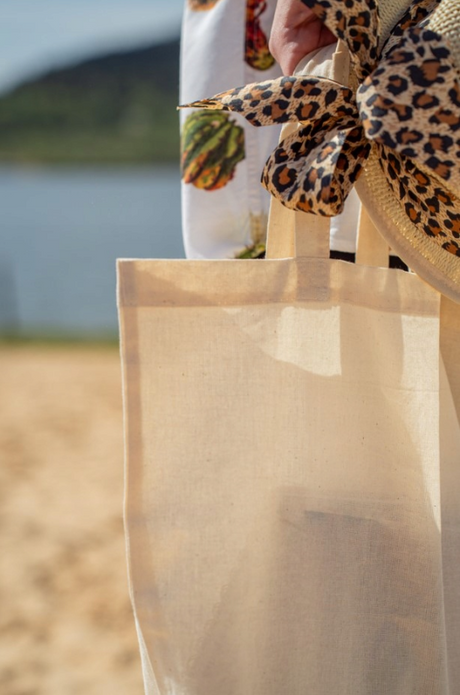 Baumwolltasche Ecru 380x420 mm 220 g langer Griff