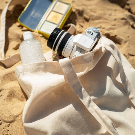 Baumwolltasche Ecru 380x80x420 mm 220 g Boden langer Griff