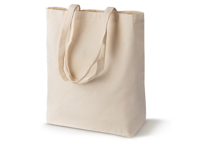 Baumwolltasche Ecru 380x80x420 mm 220 g Boden langer Griff