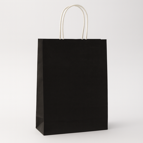 Papiertragetasche Premium mit Kordelgriff 24+10x34 cm, schwarz