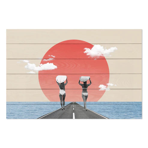 Wanddeko Holz - Vintage Collage Surfers Road