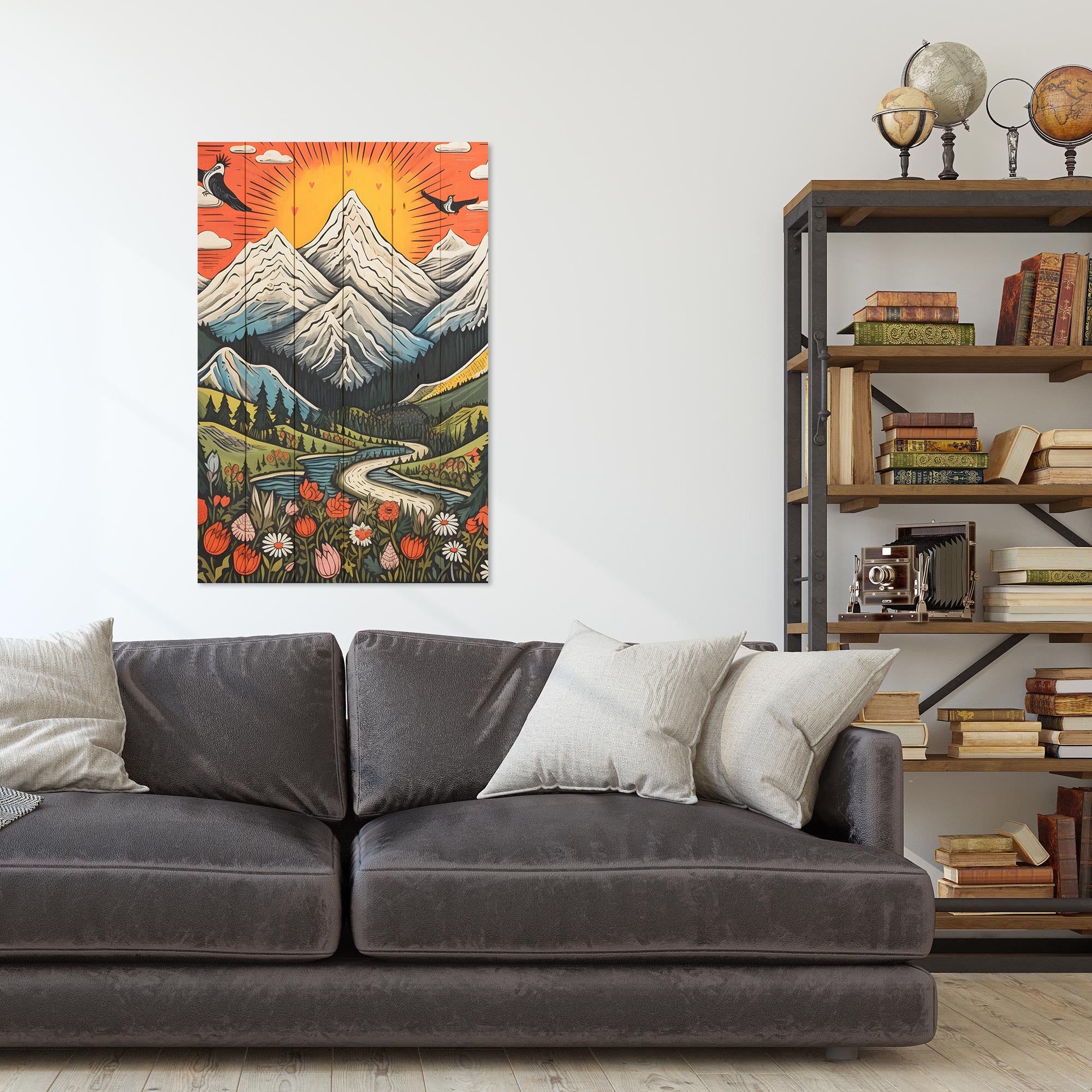 Wanddeko Holz - Vintage Mountain