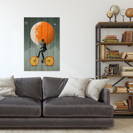 Wanddeko Holz - Vintage orange moon