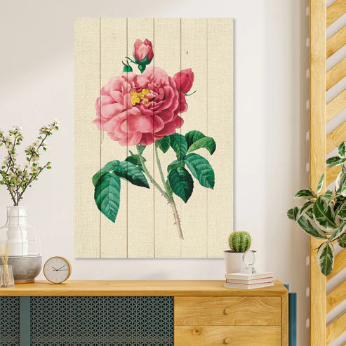 Wanddeko Holz - Vintage Pink Flowers